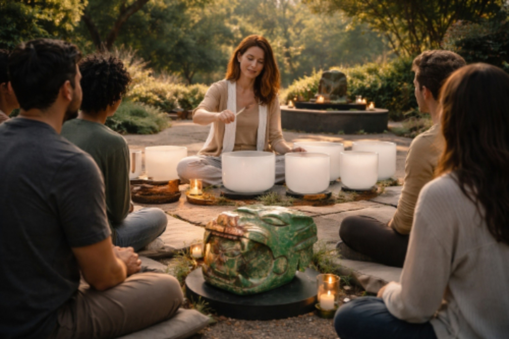 A bunch of people with an artifact between them