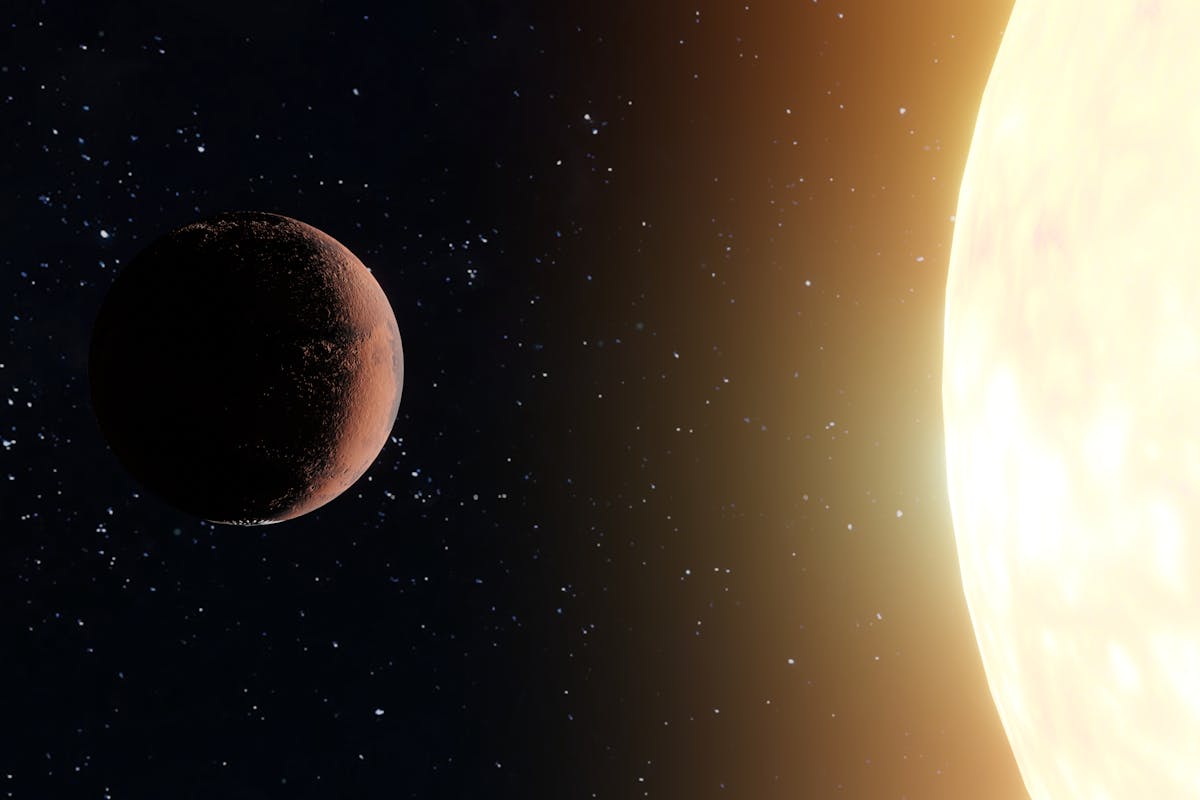 The Sun and Mercury floating in space